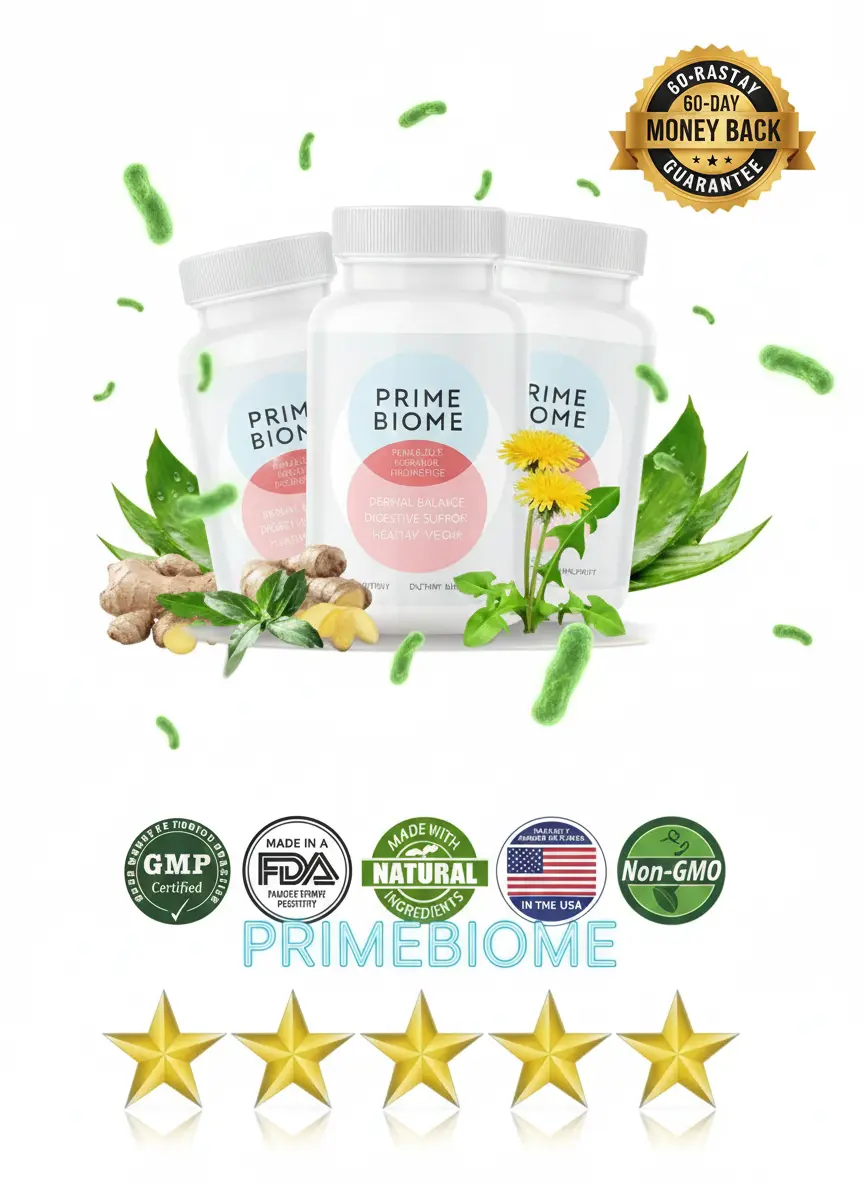 PrimeBiome Probiotic Supplement Bottle